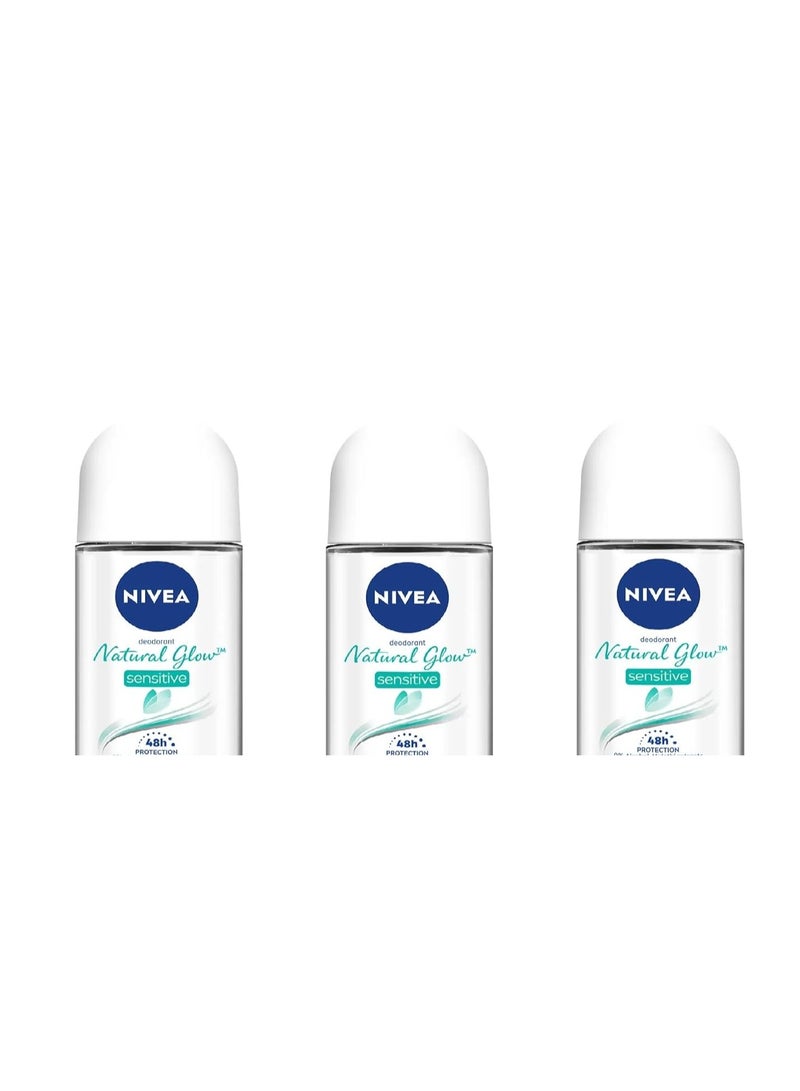 Nivea Female Whitening Sensitive Roll On 25Ml Each Set Of =3 Fresh Scent Deodorant Roll-On - (75 Ml, Pack Of 3) - Image 1